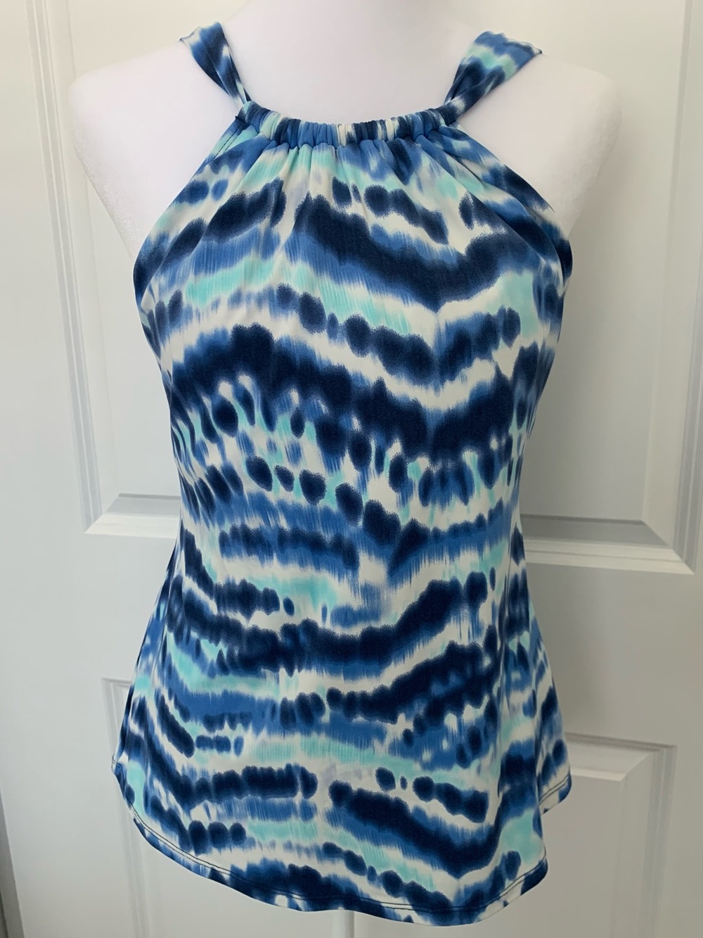 Beach House Blue & White Tie-Dye Halter Camisole